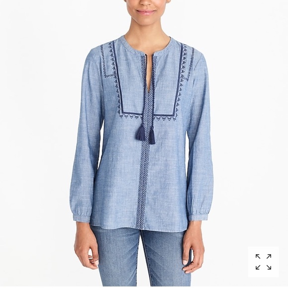 J. Crew Factory Tops - J.Crew Factory embroidered peasant top
